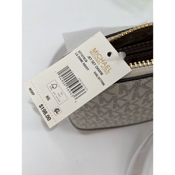 Michael Kors Greenwich Jet Set Charm Dome Crossbody Bag Vanilla White Soft Pink - Picture 8 of 8